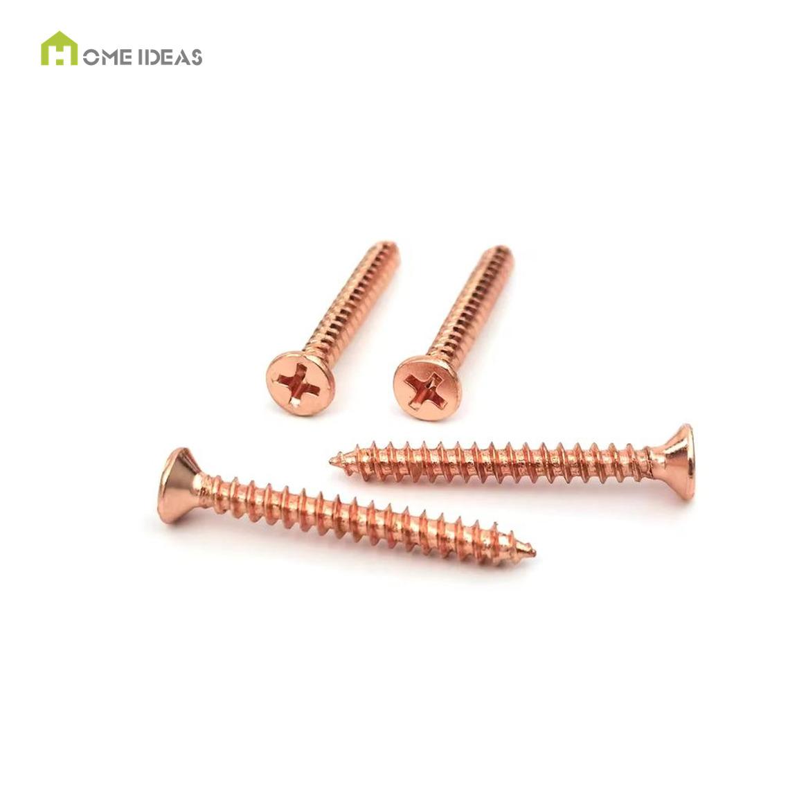 Rose-Gold-Toned Cross-Drive Countersunk Self-Tapping Screw