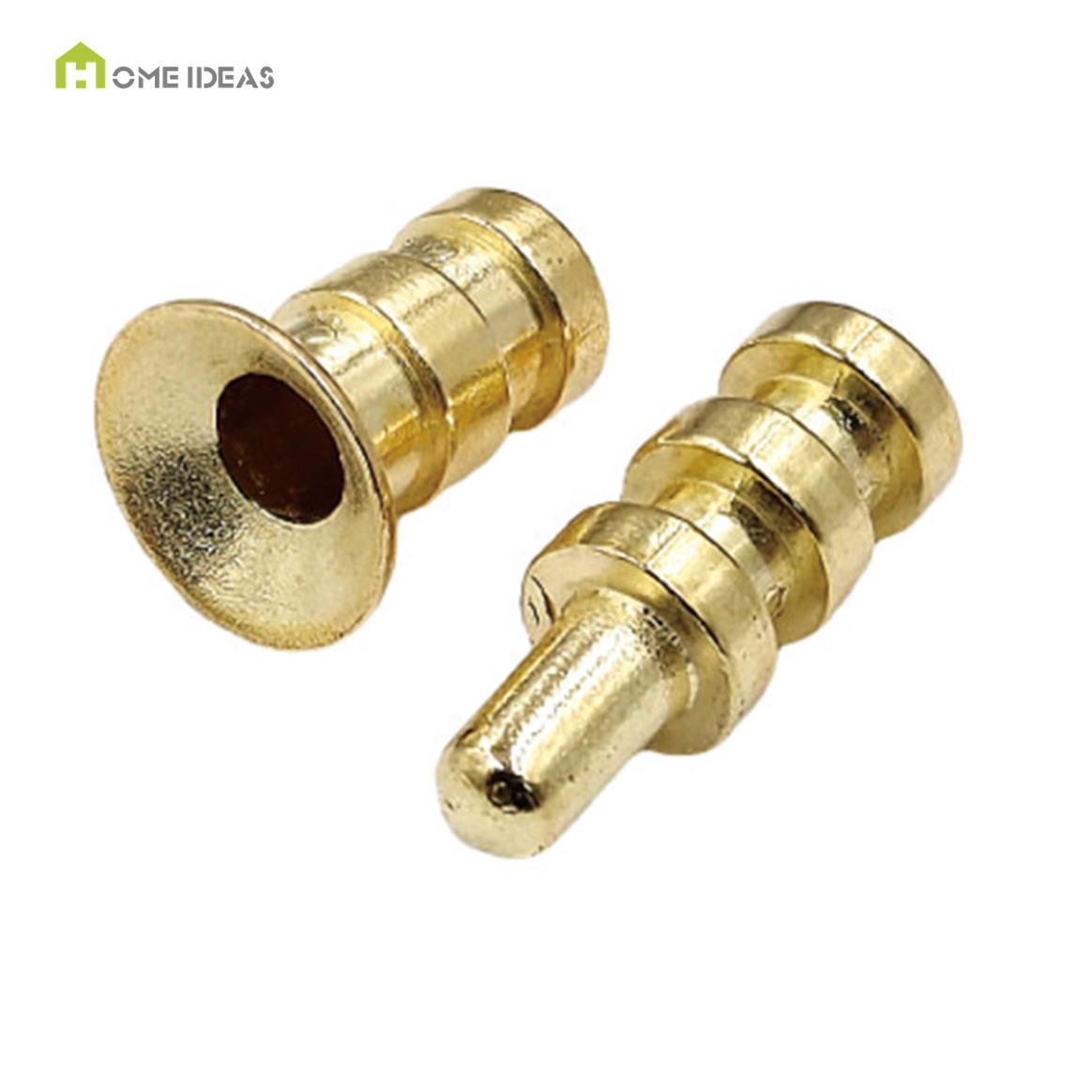 Brass-Toned Ribbed Furniture Connector Pair