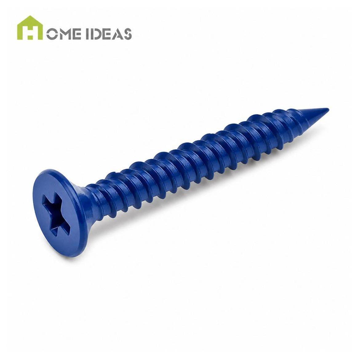 Blue-Coated Cross-Drive Concrete Screw