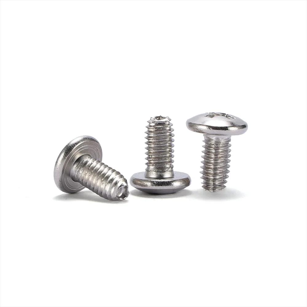 Parafuso Torx M4 com cabeça panela e cruz, niquelado, padrão ISO, autoatarraxante, em aço inoxidável, preço de fábrica.