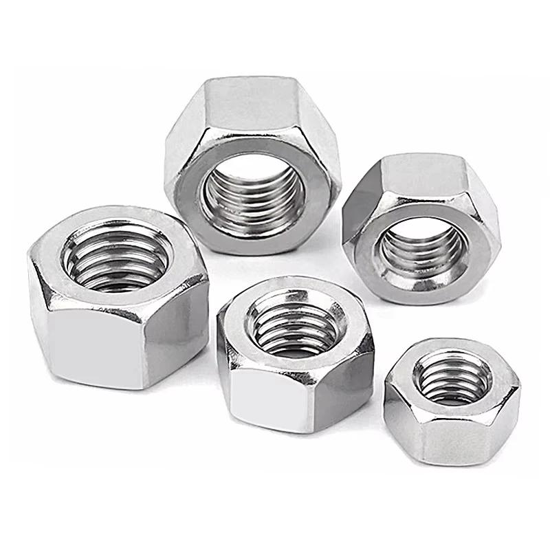 Jinhe Factory Direct Sales 4.8 Grade Fasteners M4 M5 M6 M8 White Galvanized Hexagon Thin Nuts Stainless Steel Kitchen Outdoor