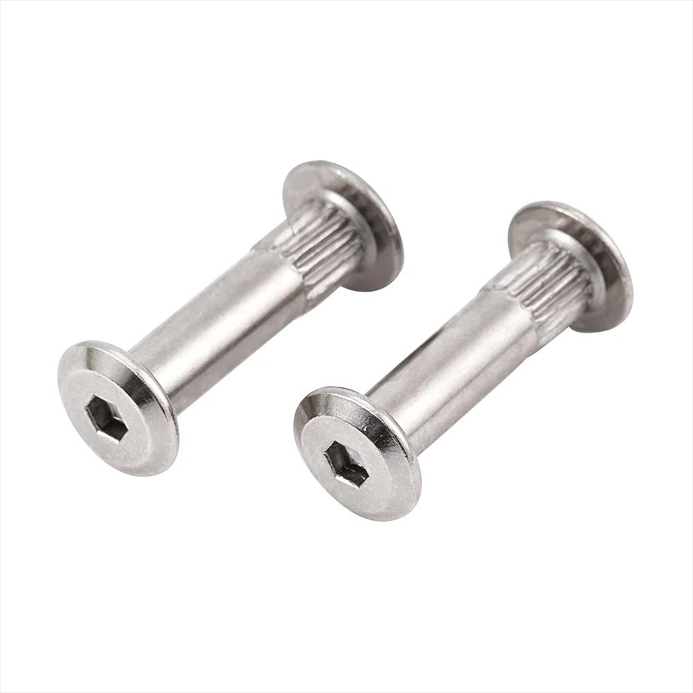 Parafusos combinados para móveis mais vendidos, em aço inoxidável, sextavados, macho e fêmea, estilo Chicago, padrão ISO, medidas métricas M4/M6/M7.