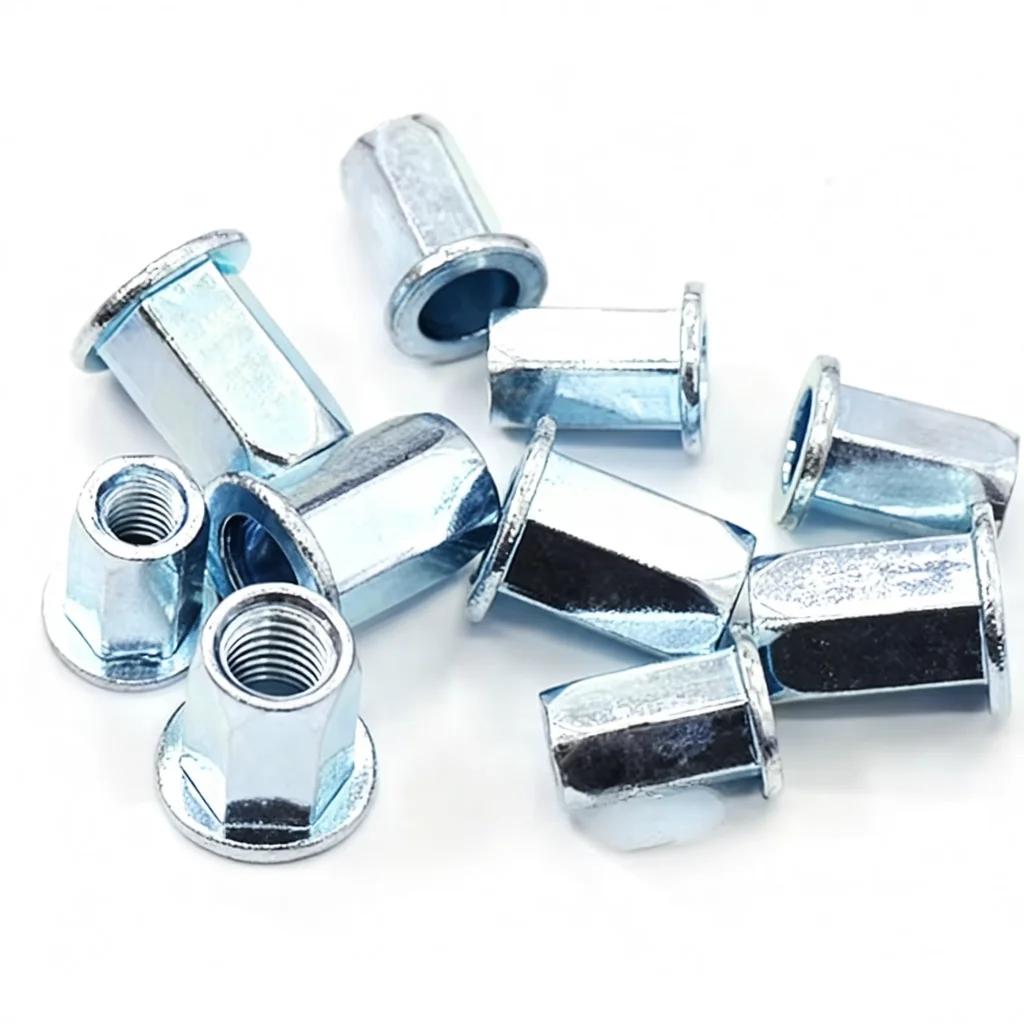Carbon Steel Zinc Plated Flat Head Full Hex Rivet Nut for Mining High Quality CNC Machined