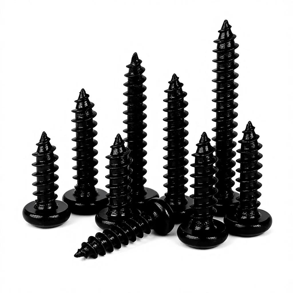 M1.4-M3.5 Metric Class 4 Black Oxide Steel Wood Screws with Pan Head and Phillips Drive